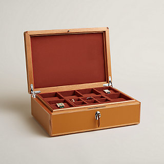 Amalthee Chevron Hippique watch and cufflink box, large model